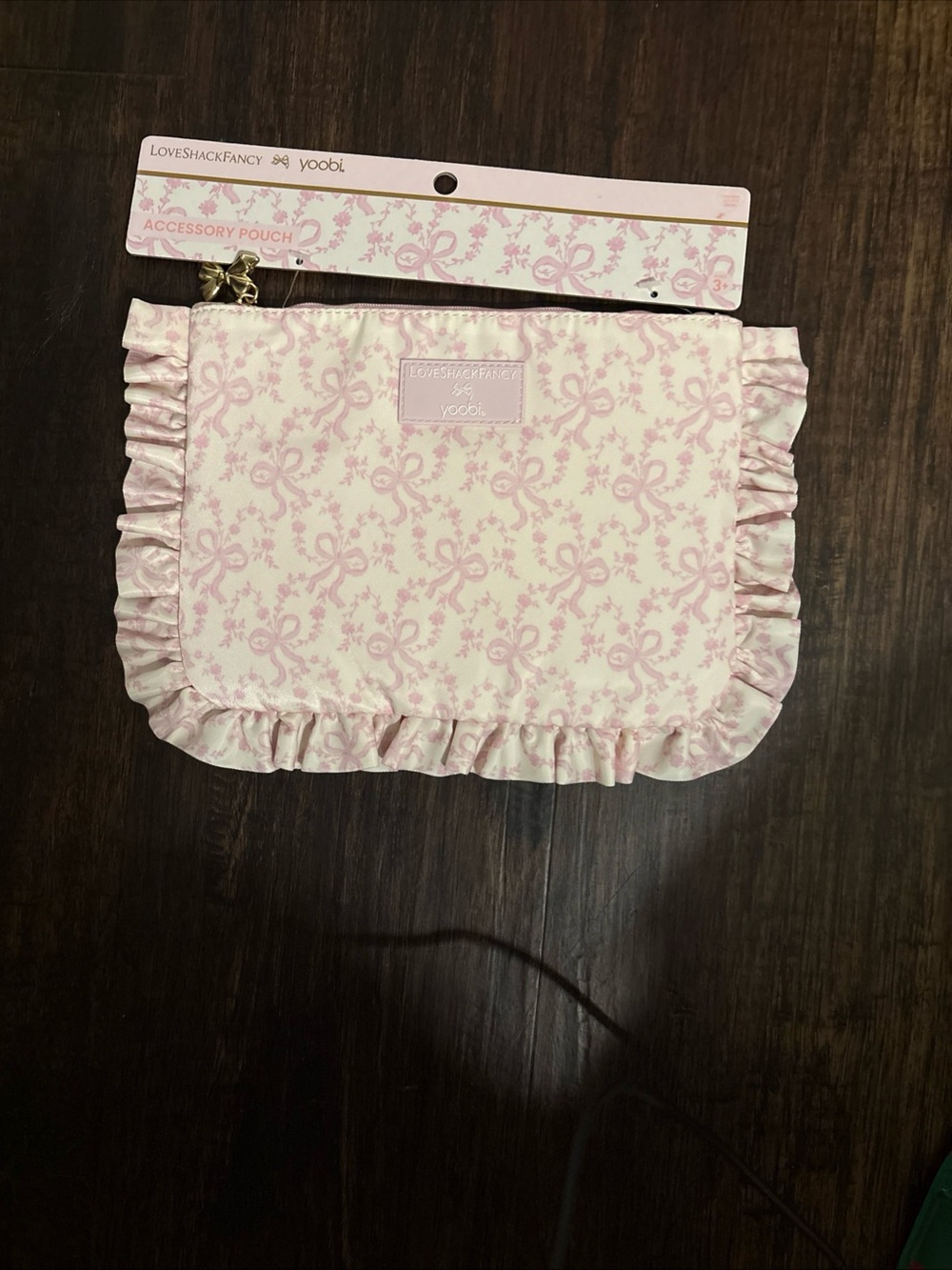 LoveShackFancy Pink Floral Ruffled Accessory Pouch - Picture 4 of 4